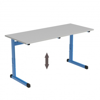 Zweierschülertisch, 130x55 cm (B/T), Platte: Melamin, ABS-Kante, höhenverstellbar 58-82cm Zweierschülertisch, 130x55 cm (B/T), Platte: Melamin, ABS-Kante, höhenverstellbar 58-82cm